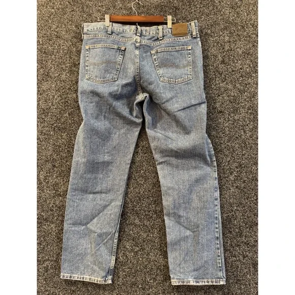 Lee Regular Fit Men's 38x32 Straight Leg Denim Blue Jeans 5 Pockets Fly Cotton - Picture 2 of 8